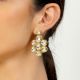 Handmade Geometric Floral Kundan Stud Earrings